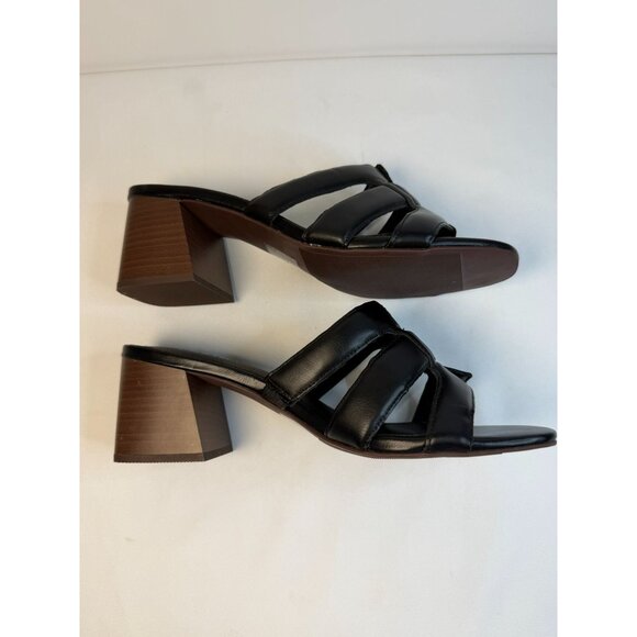 Torrid Womens Size 9.5WW Black Leather Block Heel Sandals Mule Dressy Casual - Picture 7 of 13